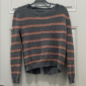 BB Dakota Charcoal and Coral Striped Sweater